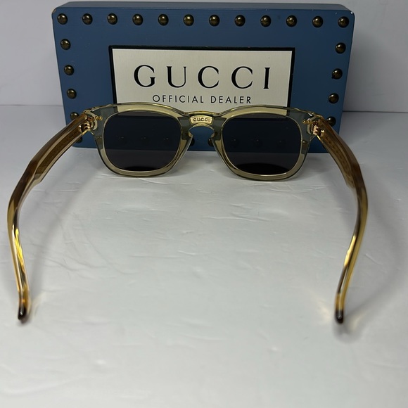 💯 - New Authentic GUCCI GG0182S 006 Transparent Brown/Grey sunglasses - Picture 8 of 15